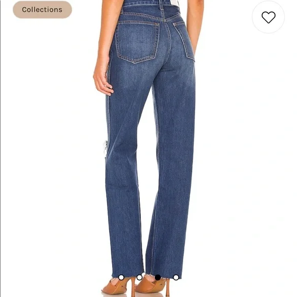 redone 90's high rise loose distressed straight leg jeans - Picture 8 of 8